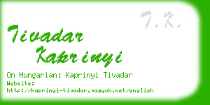 tivadar kaprinyi business card